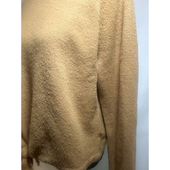 Show Me Your Mumu Shelby Camel Cozy Knit Sweater Front Tie Crop LARGE *PILLING* - Picture 5 of 12